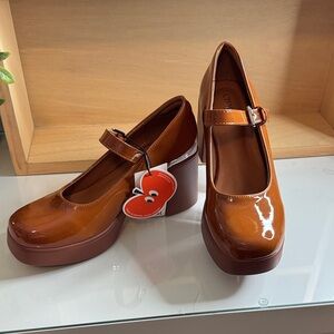 Cider Glossy Brown Platform Mary Janes